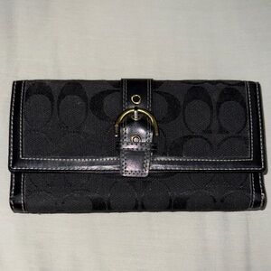 Coach Black Canvas Wallet with Buckle